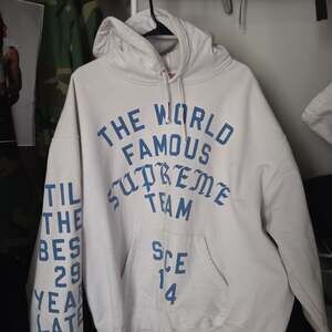 Supreme Team Flocked Hooded Sweatshirt White